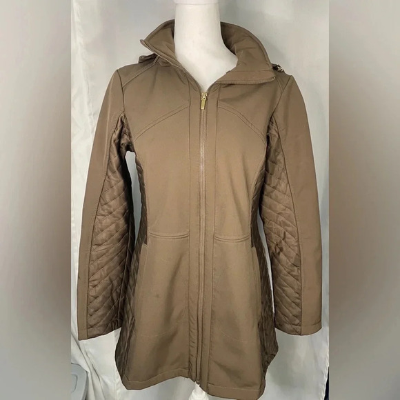 Jones New York women’s quilted hooded poly-spandex coat‎ - Picture 1 of 5